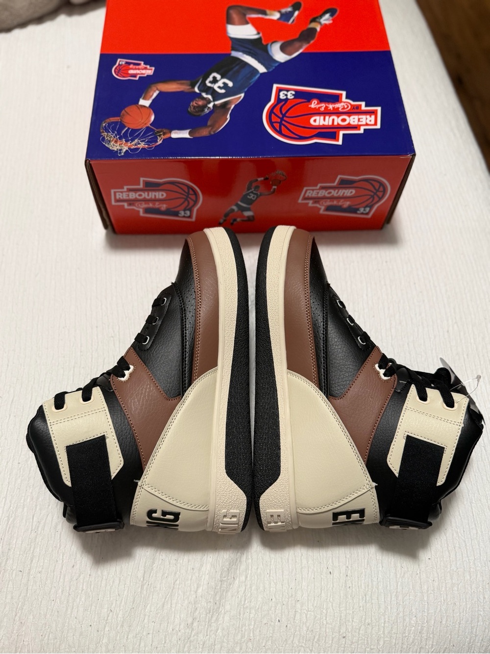 Patrick Ewing 33 Orion Strap High-Top Sneakers in Black/Brown/Cream